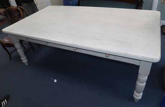 A large painted pine farmhouse table L.212cm